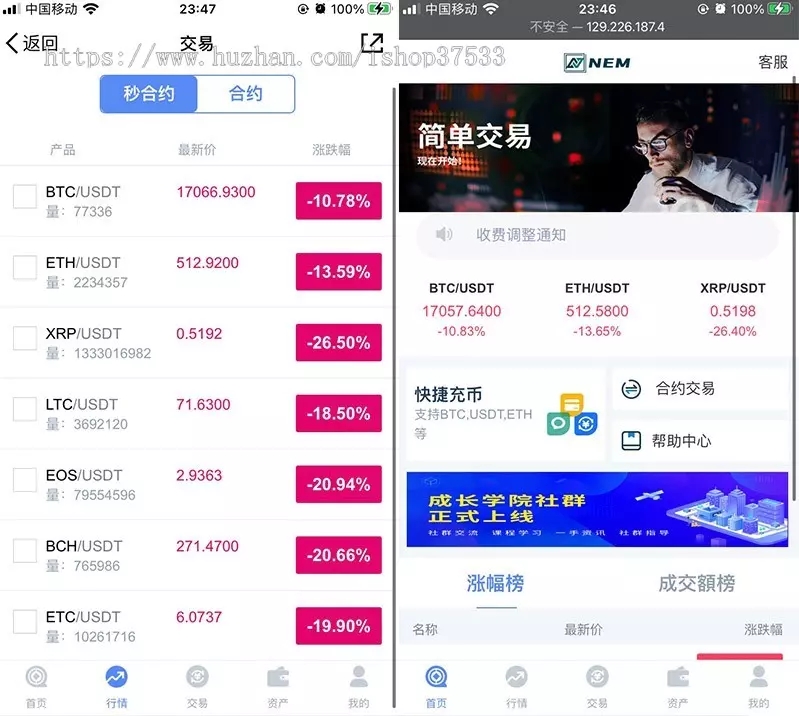 某站6000元的交易所合约/虚拟币区块链 完整无缺整站打包，行情正常